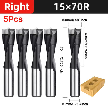 HUHAO 5PCS Wood Drill Bits Set 10mm Shank Forstner Drill 2Flute Row Drill 70mm Total Length Woodworking Drill Bits Router Bit