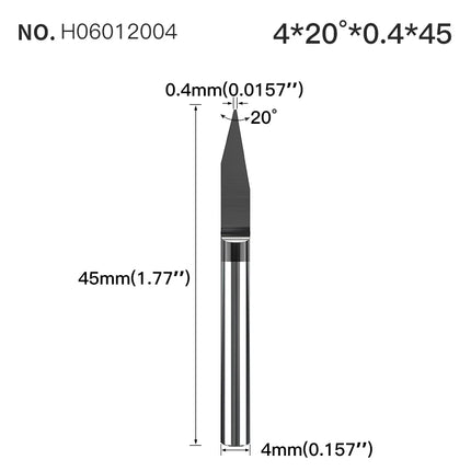 HUHAO 4mm Shank Bottom Carbide Engraving Router Bits for Metal Wood Stainless Steel Titanium Coating Milling Cutter PCB CNC Tool