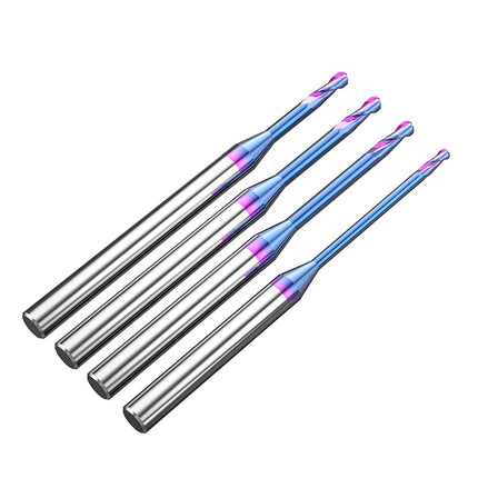 HUHAO 65° Small Diameter Ball Head Milling Cutter 2 Flute Router Bit HRC65 Small Long Neck End Mill Carbide CNC Cutting Tools