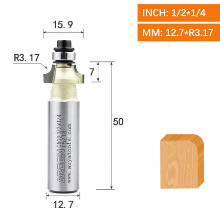 ARDEN Round Corner Chamfering Milling Cutter Carbide Round Over Router Bit Radius Edge Woodworking Trimming CNC Tool Wood MDF