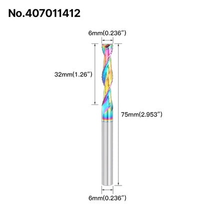 HUHAO Composite Milling Cutter for Wood 2 Flute Spiral Carbide Chip End Mill DLC Coating CNC Router Bit Cutter Chipboard Acrylic