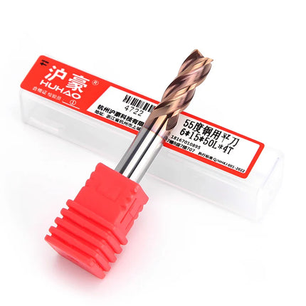 HUHAO 4mm 5mm 6mm 8mm HRC55 Milling Cutter 4 Flutes Flat End Mill CNC Maching Endmills Alloy Coating Carbide Steel CNC Tools