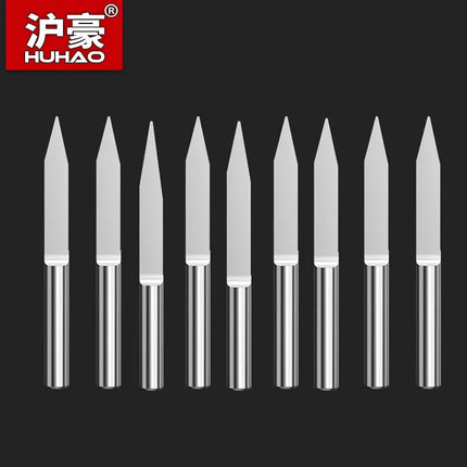 HUHAO Milling Cutter Flat Bottom Carbide End Mill  20 25 30 Degrees Tip 0.1mm 4mm Shank CNC Engraving Bit Carving Router Cutters