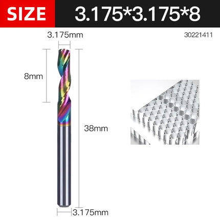 HUHAO 3.175 4 6 8mm Single Flute End Mill HRC70 Aluminum Spiral Router Bit DLC Coating Carbide Steel CNC Solid Milling Cutter