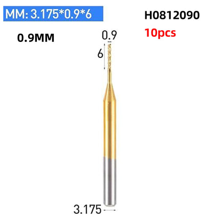 HUHAO 10PCS 1/8 Shank PCB Drill Bit Set 3.175mm PCB Carbide TiN Coated Tools