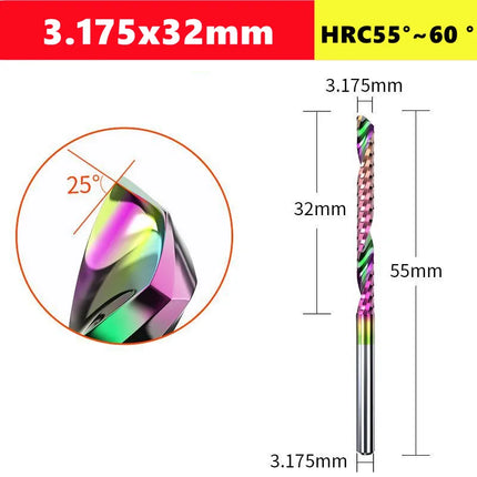 3.175/4/6mm  Shank Single blade spiral milling cutter,HRC60 Carbide  CNC Router Bit aluminium .Plastic. Acrylic trimming knife