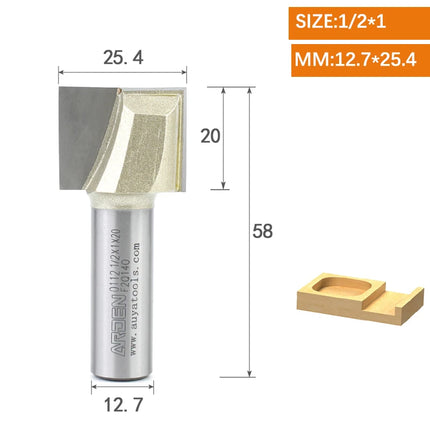 ARDEN Inch Woodworking Flat Bottom 2 Flutes Carbide Bottom Router Bit  Slotting Carving CNC Tool for Plywood MDF Solid wood