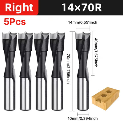HUHAO 5PCS Wood Drill Bits Set 10mm Shank Forstner Drill 2Flute Row Drill 70mm Total Length Woodworking Drill Bits Router Bit