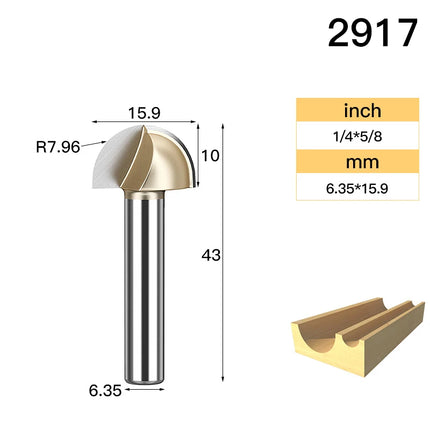 HUHAO Round Ball Nose Cove Router Bit CNC Milling Bit Radius Core Box Solid Milling Cutter for Wood