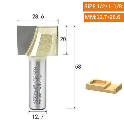 ARDEN Inch Woodworking Flat Bottom 2 Flutes Carbide Bottom Router Bit  Slotting Carving CNC Tool for Plywood MDF Solid wood
