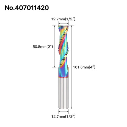 HUHAO Composite Milling Cutter for Wood 2 Flute Spiral Carbide Chip End Mill DLC Coating CNC Router Bit Cutter Chipboard Acrylic