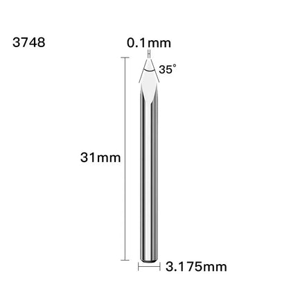 HUHAO 3.175mm Shank 3 Edge Pyramid Engraving Bit 20-90 Degrees Carbide Milling Cutter 0.1 0.2 0.3mm Wood End Mill CNC Router Bit