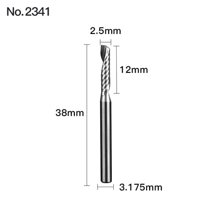 HUHAO 1PCS 3.175mm Shank Single Flute Spiral Milling Cutter Carbide End Mill CNC Router Bit Engraving Cut for Acrylic Wood MDF