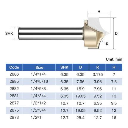 Point Cutting Round Over Bit for Wood End Mill Woodworking Tools