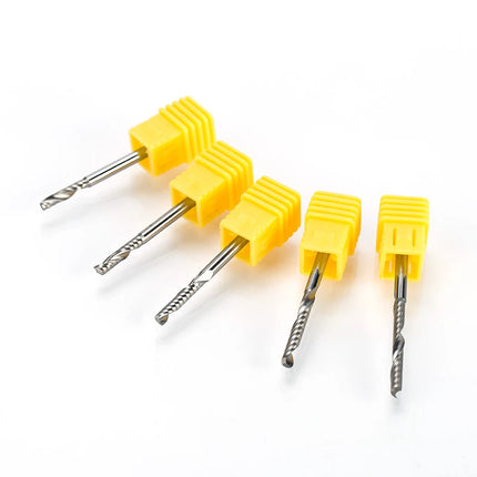 HUHAO 1PCS 3.175mm Shank Single Flute Spiral Milling Cutter Carbide End Mill CNC Router Bit Engraving Cut for Acrylic Wood MDF