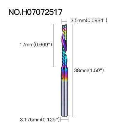 Single O Flute Carbide Spiral End Mill DLC Coating 3D CNC Engraving Milling Cutter for Wood Acrylic Tool