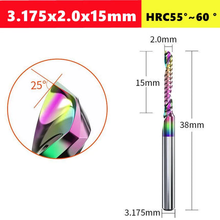 3.175/4/6mm  Shank Single blade spiral milling cutter,HRC60 Carbide  CNC Router Bit aluminium .Plastic. Acrylic trimming knife