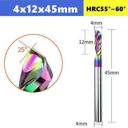 3.175/4/6mm  Shank Single blade spiral milling cutter,HRC60 Carbide  CNC Router Bit aluminium .Plastic. Acrylic trimming knife