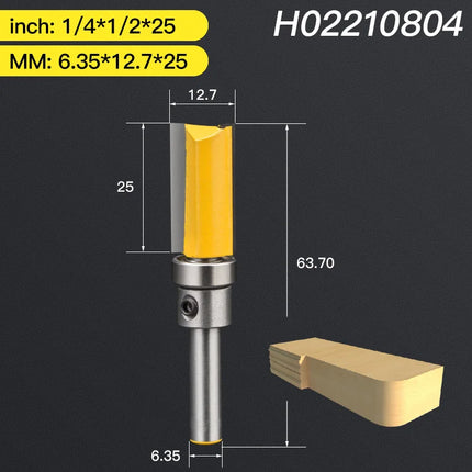 HUHAO 6.35mm Shank Milling Cutter With Bearing Flush Trim Straight Router Bit Wood End Mill for Woodworking Template Bottom Tool⭐⭐⭐⭐⭐