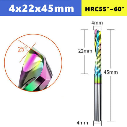 3.175/4/6mm  Shank Single blade spiral milling cutter,HRC60 Carbide  CNC Router Bit aluminium .Plastic. Acrylic trimming knife