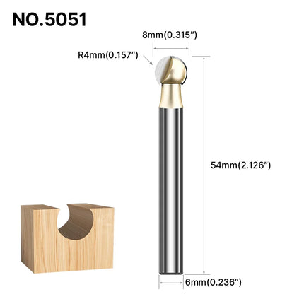 HUHAO 3mm 6mm Shank Ball Nose Round Carving Bit CNC Milling Cutter For Wood Cove End Mill Radius Core Router Bit Carbide Tools