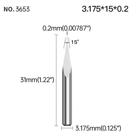 HUHAO 3 Edge Pyramid Engraving Bits 3.175mm Shank Carbide Milling Cutter 20-90D End Mill CNC Engraving Router Bit Wood CNC Tools