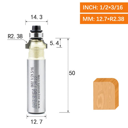 ARDEN Round Corner Chamfering Milling Cutter Carbide Round Over Router Bit Radius Edge Woodworking Trimming CNC Tool Wood MDF