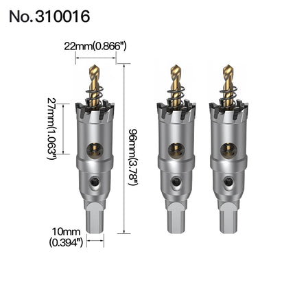 HUHAO 3PCS TCT Hole Saw Drill Bit Alloy Carbide Tipped Hole Cutter With Titanium-Plated Pilot Tools For Metal Stainless Steel
