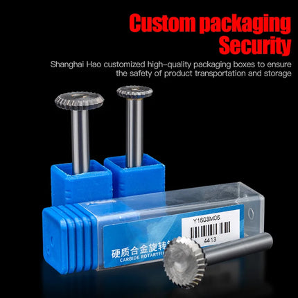 HUHAO Y Type Carbide Rotary File for Steel Grinding Head Milling Cutter Y Type 90 degree Disc 6mm Shank Single Groove Engraving Tool Burr