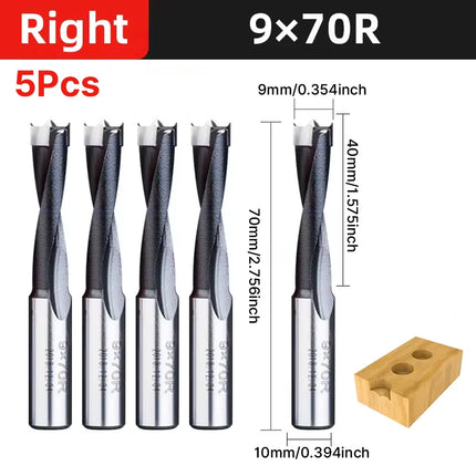 HUHAO 5PCS Wood Drill Bits Set 10mm Shank Forstner Drill 2Flute Row Drill 70mm Total Length Woodworking Drill Bits Router Bit