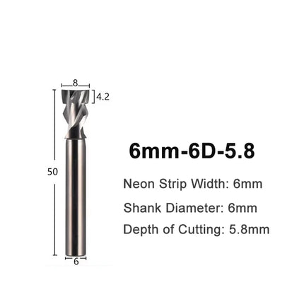 6mm 8mm 12mm Neon Light Stripe Milling Cutter CNC Router Bits LED Neon Bendable End Mill For Led Neon Signmaking
