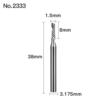 HUHAO 1PCS 3.175mm Shank Single Flute Spiral Milling Cutter Carbide End Mill CNC Router Bit Engraving Cut for Acrylic Wood MDF