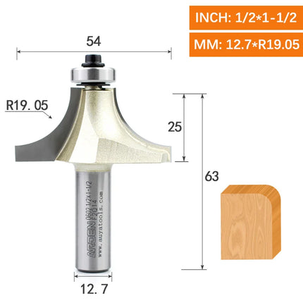 ARDEN Round Corner Chamfering Milling Cutter Carbide Round Over Router Bit Radius Edge Woodworking Trimming CNC Tool Wood MDF