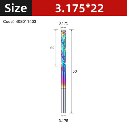 Up Down Cut Compression 2 Flutes Spiral Carbide Milling Cutter Router Bits CNC End Mill DLC Coating