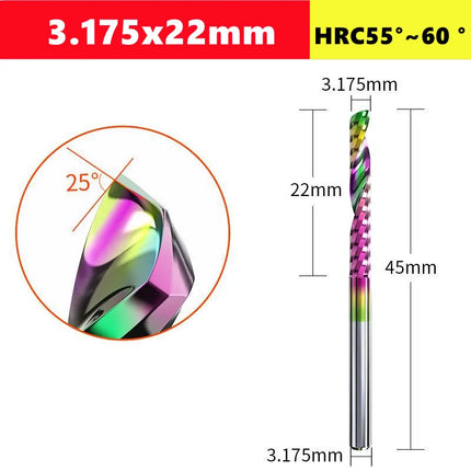 3.175/4/6mm  Shank Single blade spiral milling cutter,HRC60 Carbide  CNC Router Bit aluminium .Plastic. Acrylic trimming knife