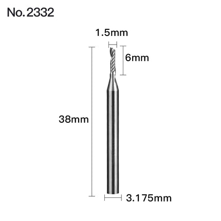 HUHAO 1PCS 3.175mm Shank Single Flute Spiral Milling Cutter Carbide End Mill CNC Router Bit Engraving Cut for Acrylic Wood MDF