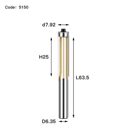 HUHAO 1/2 1/4 Shank Wood Flush Trim Router Bits With Bearing Woodworking Milling Cutter Carbide Endmill Straight Flush Tools DIY