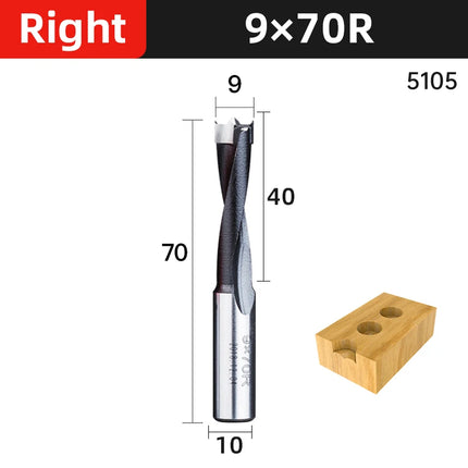 HUHAO 2 Flute Left/Right Forstner Wood Drill Bits 10mm Shank Drill Bits Router Bits Wood Alloy Hole Opener Woodworking Tools