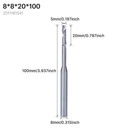 HUHAO 8mm 10mm Shank Milling Cutter Carbide End Mills for Aluminium Metal Single Flute DLC Coated Router Bits Cutting CNC Tools