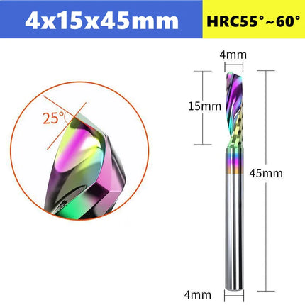 3.175/4/6mm  Shank Single blade spiral milling cutter,HRC60 Carbide  CNC Router Bit aluminium .Plastic. Acrylic trimming knife