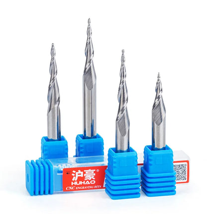 HUHAO 6mm Ball Nose Tapered End Mill Wood Solid Carbide Steel Milling Cutter for Woodworking Metal CNC Router Bit Engraving Tool