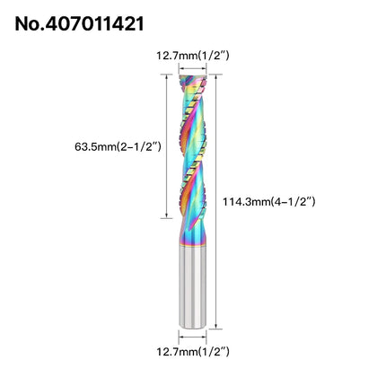 HUHAO Composite Milling Cutter for Wood 2 Flute Spiral Carbide Chip End Mill DLC Coating CNC Router Bit Cutter Chipboard Acrylic