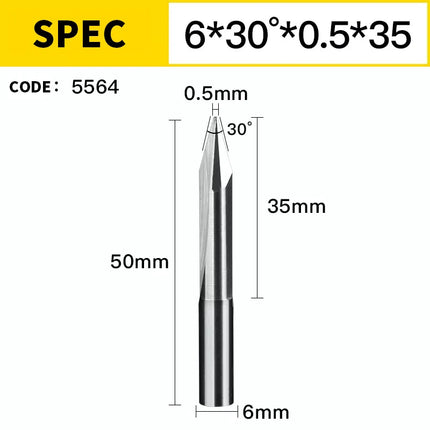 HUHAO 3D 6mm Shank Engraving Bit V Shape Milling Cutter 2 Flutes Carbide End Mill CNC Router Bit for Wood MDF Woodworking Tools