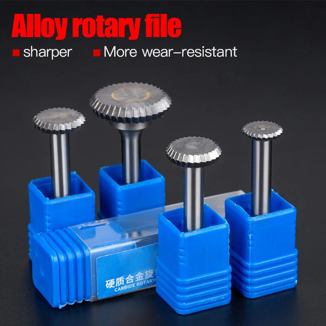HUHAO Y Type Carbide Rotary File for Steel Grinding Head Milling Cutter Y Type 90 degree Disc 6mm Shank Single Groove Engraving Tool Burr