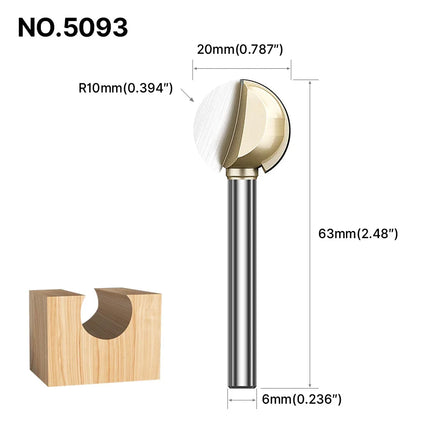HUHAO 3mm 6mm Shank Ball Nose Round Carving Bit CNC Milling Cutter For Wood Cove End Mill Radius Core Router Bit Carbide Tools