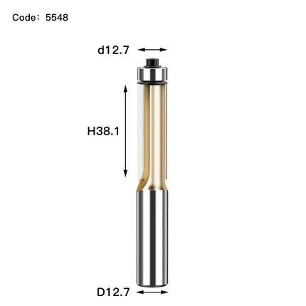 HUHAO 1/2 1/4 Shank Wood Flush Trim Router Bits With Bearing Woodworking Milling Cutter Carbide Endmill Straight Flush Tools DIY