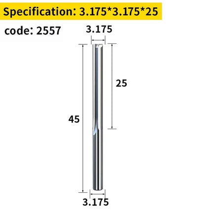 HUHAO Woodworking Tools 3.175/4 /6mm Shank Wood Milling Cutter 2 Flute Carbide End Mill CNC Engraving Bit Straight Slot Cutter