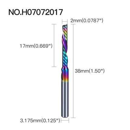 Single O Flute Carbide Spiral End Mill DLC Coating 3D CNC Engraving Milling Cutter for Wood Acrylic Tool