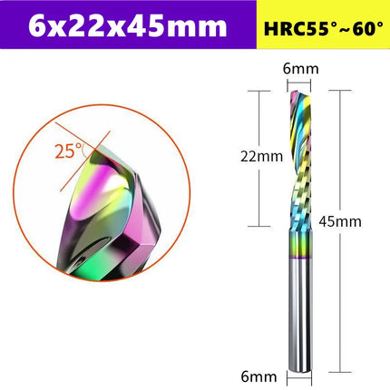 3.175/4/6mm  Shank Single blade spiral milling cutter,HRC60 Carbide  CNC Router Bit aluminium .Plastic. Acrylic trimming knife