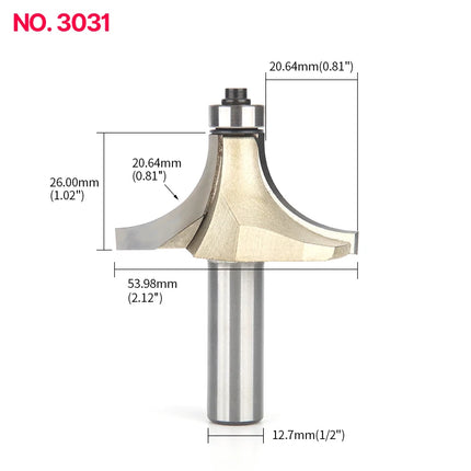 HUHAO 1/4 Shank Corner Round Over Router Bit With Bearing Carbide Steel Milling Cutter For Wood End Mill CNC Woodworking Tools